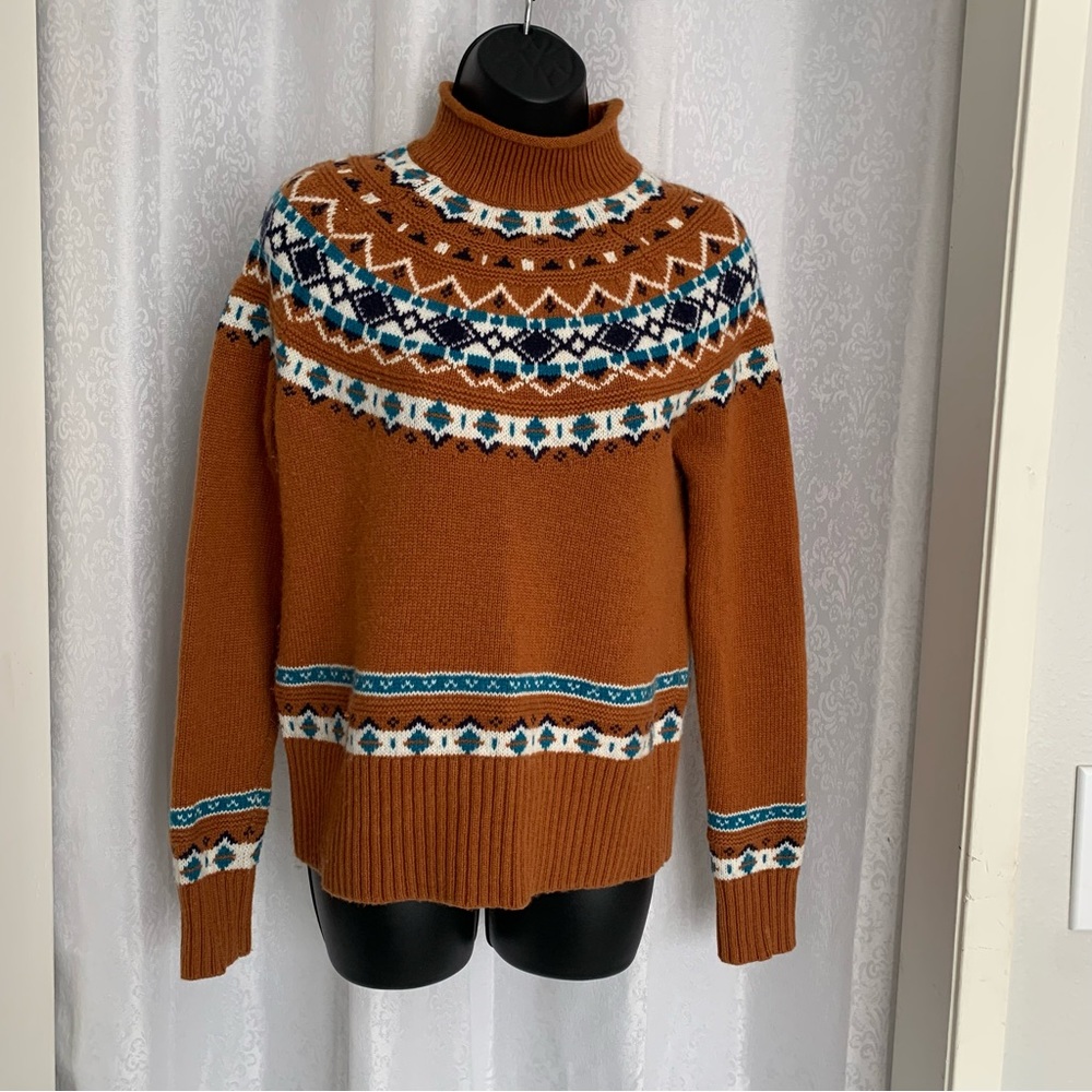 J.CREW Fair Isle Turtle Neck Sweater. Sz:XS